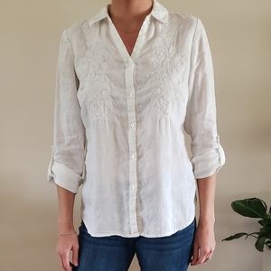 White linen button down, size small